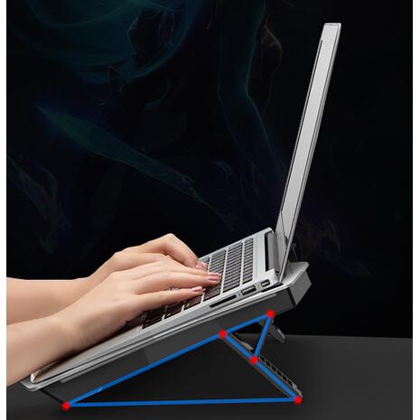 Βάση και ψύξη laptop POWERTECH έως 18'' 110 mm fun με LED μαύρο PT-929